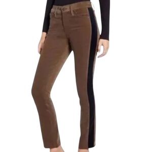 AG ADRIANO GOLDSCHMIED Mari Tuxedo Strip Jeans in Chocolate/Black